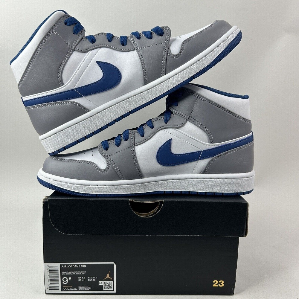 Nike Shoes Air Jordan 1 Mid Retro “Cement Grey/True Blue” 2024 - Picture 3 of 5